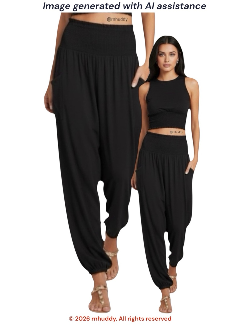 QIANXIZHAN L black high waisted harem pants